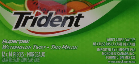 Trident Sugar Free Watermelon Twist Gum, 12 Pack (14 Pieces Each) {Imported from Canada}