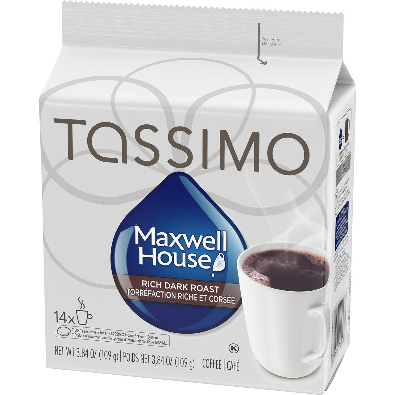 Tassimo Maxwell House Dark Roast Coffee Single Serve, 14 T-Discs,  {Imported from Canada}