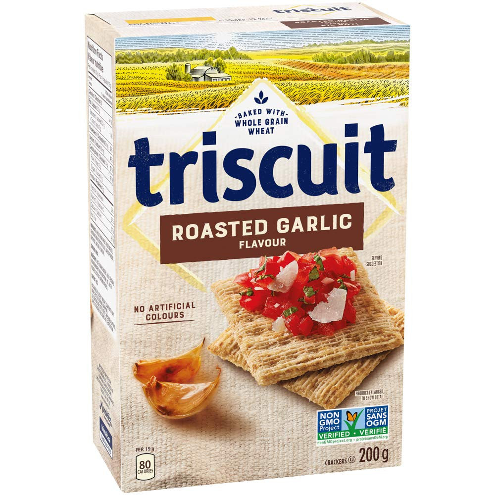 Christie TRISCUIT Roasted Garlic Crackers, 200g/7.1 oz., {Imported from Canada}