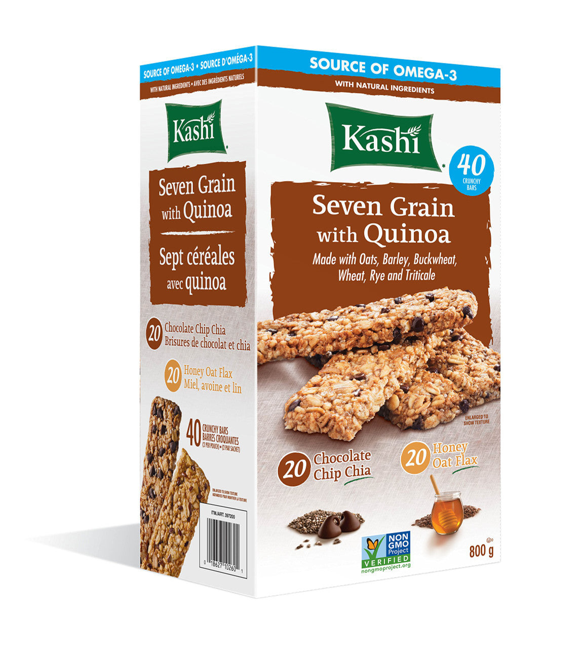 KASHI Seven Grain with Quinoa Bars, 40 Count, 800g/28.2 oz., {Imported from Canada}