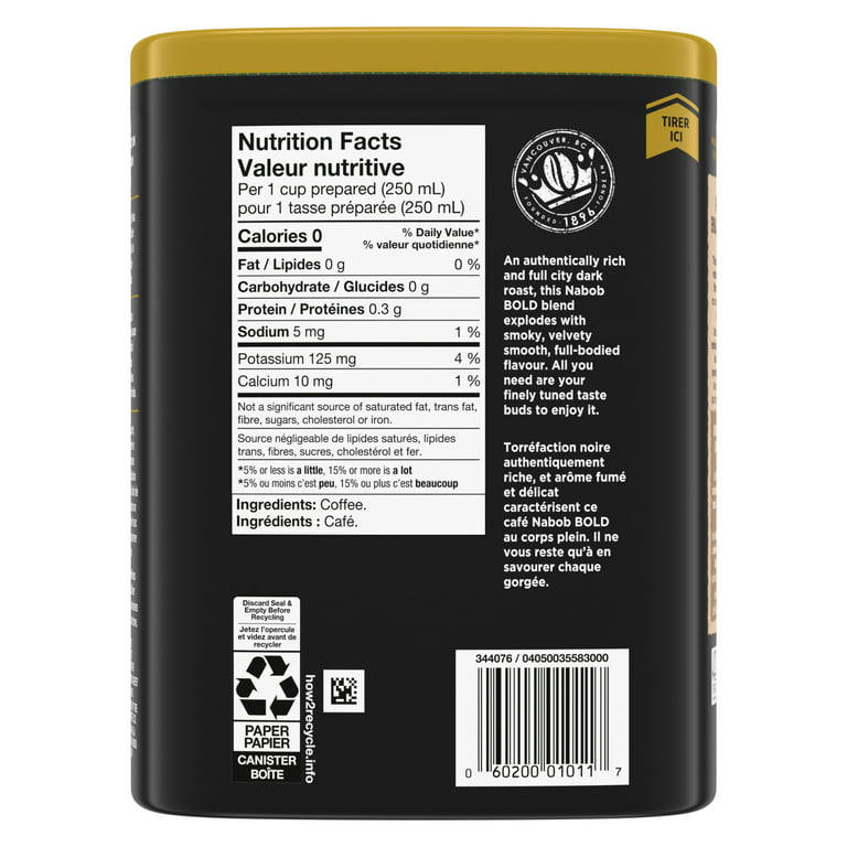 Nabob Bold Full City Dark - 340g/12 oz., Recyclable Flavor-Lock Package {Imported from Canada}