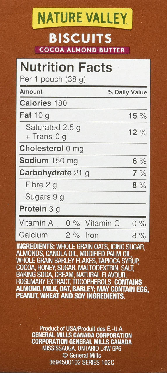 NATURE VALLEY Biscuits with Cocoa Almond Butter, 5ct, 190g/6.7oz, {Imported from Canada}
