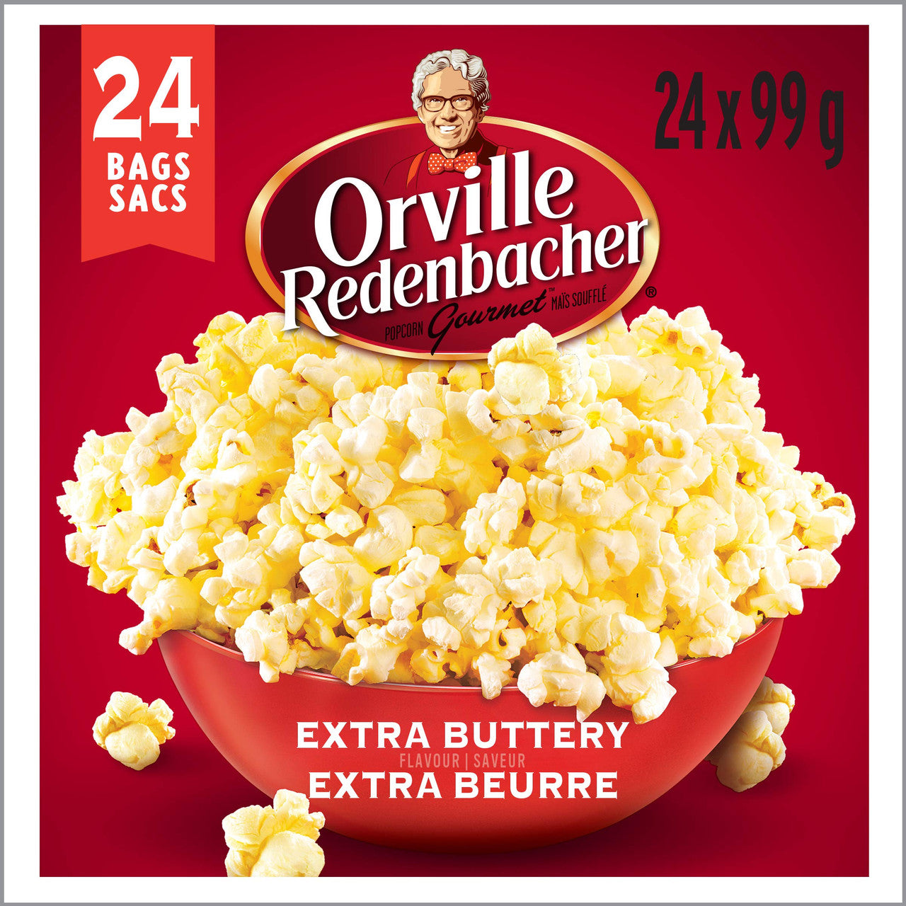 Orville Redenbacher Popcorn, Microwave Extra Buttery (24pk. with 24 bags total) {Imported from Canada}