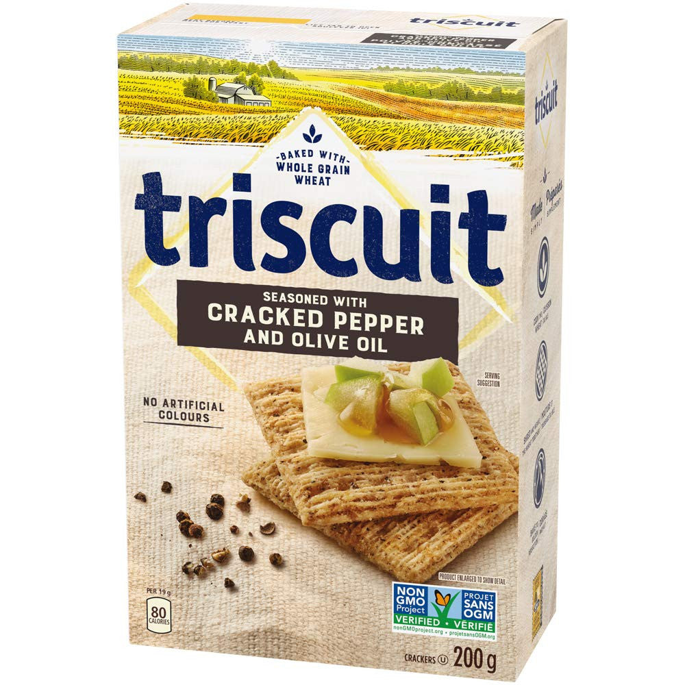 Triscuit Cracked Pepper & Olive Oil, 200g/7.1 oz., Wheat Crackers ...