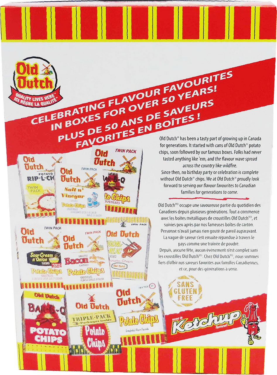 Old Dutch Variety Pack, Ketchup, BBQ, Onion & Garlic Chips, 220g/7.8 oz., Box of each, {Imported