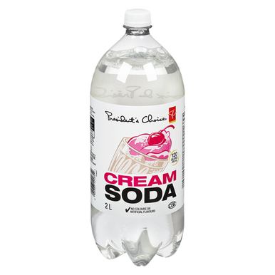 PRESIDENT'S CHOICE White Cream Soda, Soft Drink, 2 Litre/67 fl. oz. Bottle {Imported from Canada}