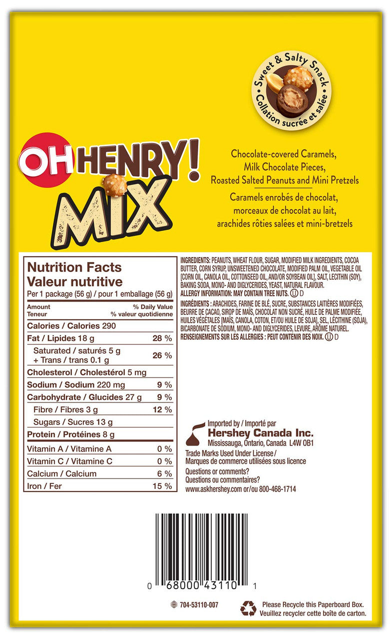 OH HENRY! Chocolate Snack Mix, 56g/2oz., (10pk), {Imported from Canada}