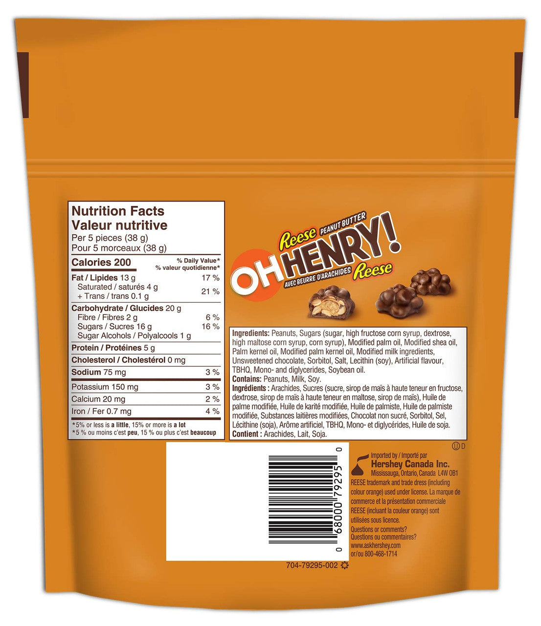 OH HENRY! Bite Sized Pieces with REESE Peanut Butter 180g/6.3 oz