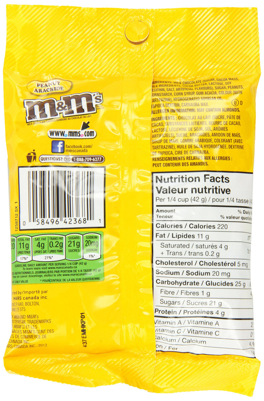 M&M's Peanut Candies, Peg Pack 120g/4.2 oz., 24-Count {Imported from Canada}