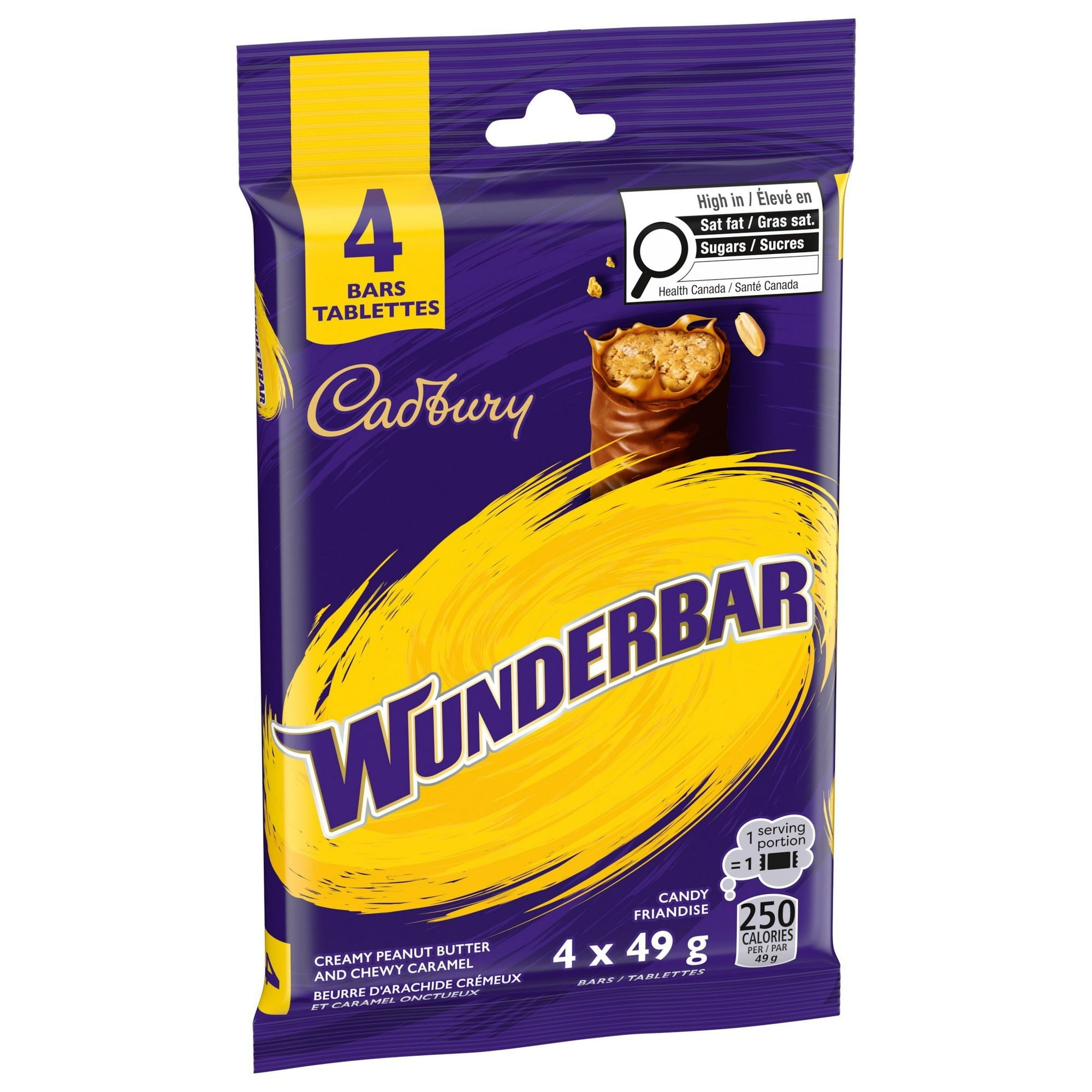 Cadbury Wunderbar chocolate bar package with purple and yellow design