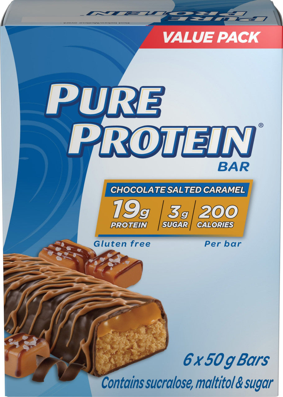 Pure Protein,Gluten Free, Snack Bars, Chocolate Salted Caramel, 50g/1.8oz., 6ct, {Imported from Canada}