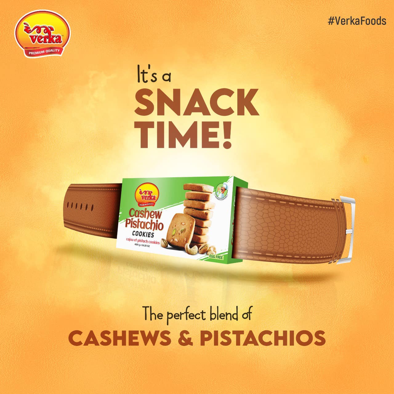 Verka Premium Quality Cashew Pistachio Cookies, 400g/14 oz