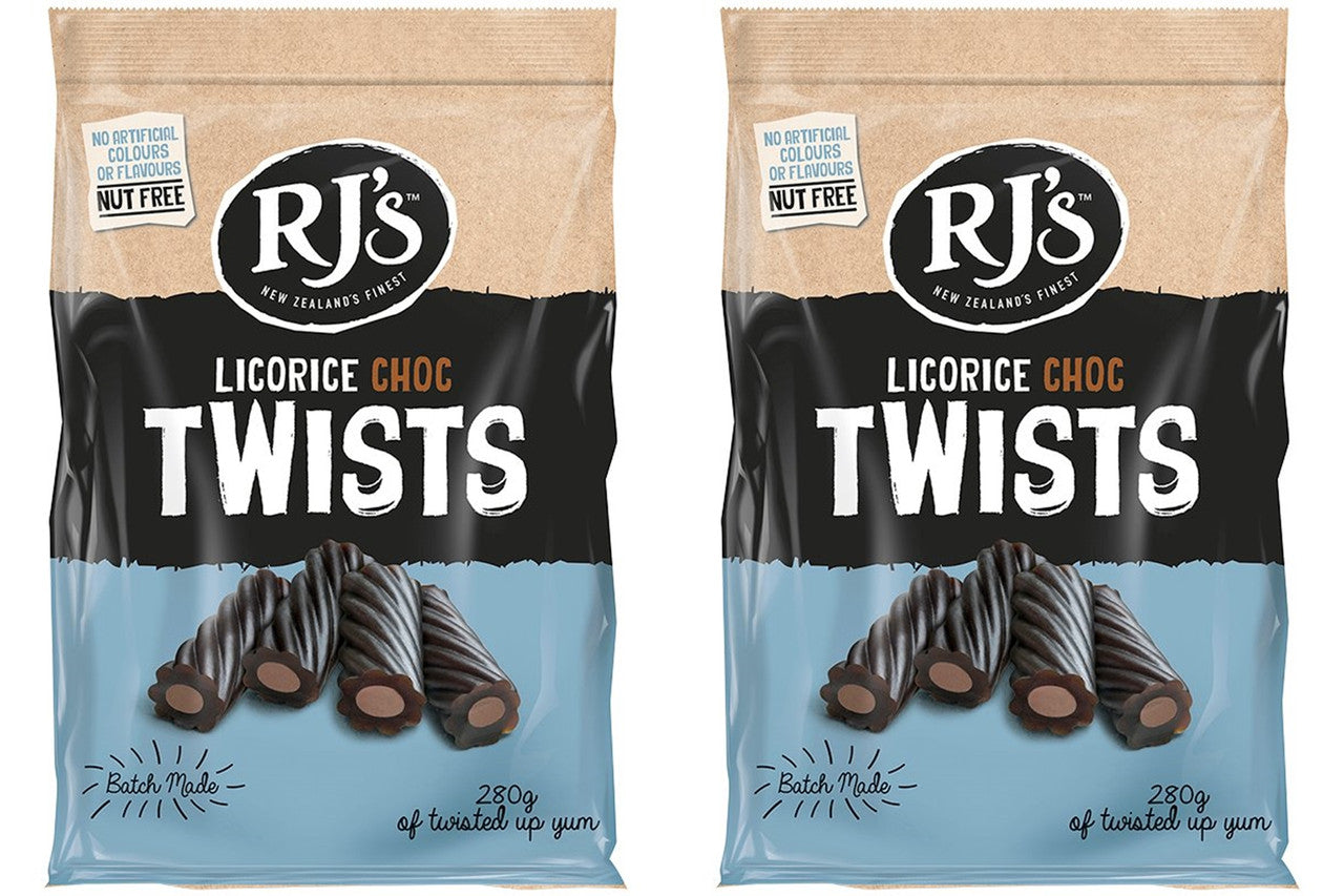 Rj's Licorice Choc Twists, 280g/9.9 oz, (Pack of 2) {Imported from Canada}