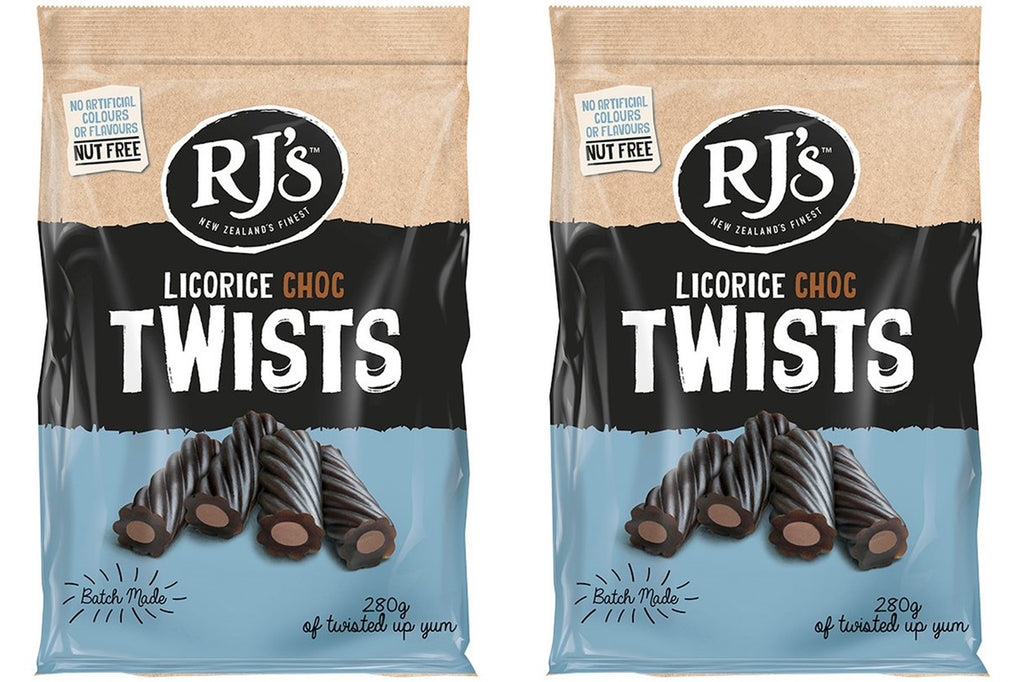 Rj's Licorice Choc Twists, 280g/9.9 oz, (Pack of 2) {Imported from Canada}