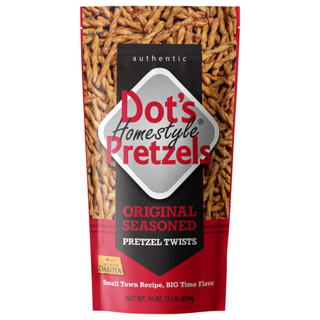 Dot's Original Homestyle Pretzel Twists, 454g, front of bag.