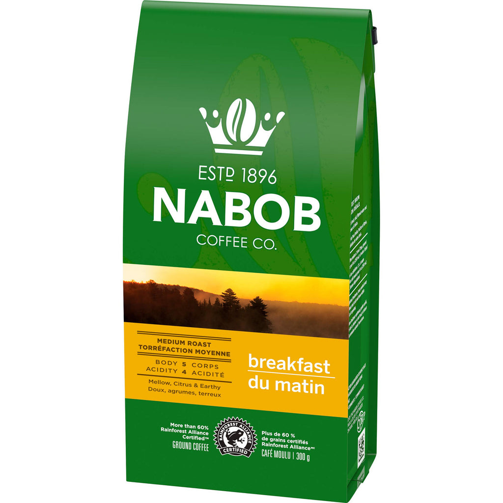 NABOB Breakfast Blend Ground Coffee, 300g/10.6 oz. (Pack of 6) {Imported from Canada}