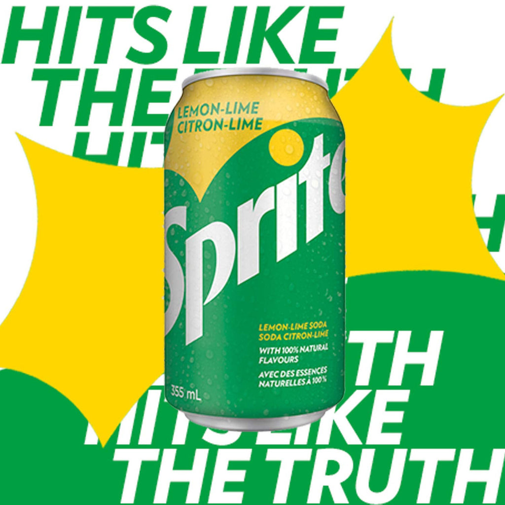 Sprite Lemon Lime Soda, 355mL/12oz., Cans, 12 Pack, {Imported from Canada}