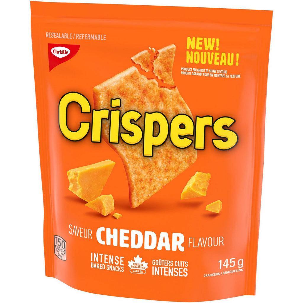 Christie Crispers, Cheddar Crackers, 145g/5.1 Ounce, Bag, {Imported from Canada}