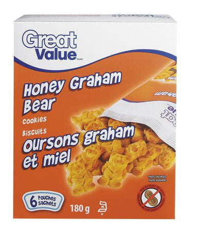Great Value Honey Graham Bear Cookies, 180g/6.3oz., {Imported from Canada}