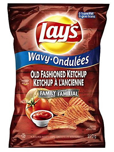 Lay's Wavy Potato Chips, Old Fashioned Ketchup, 270g/9.5oz. {Canadian}