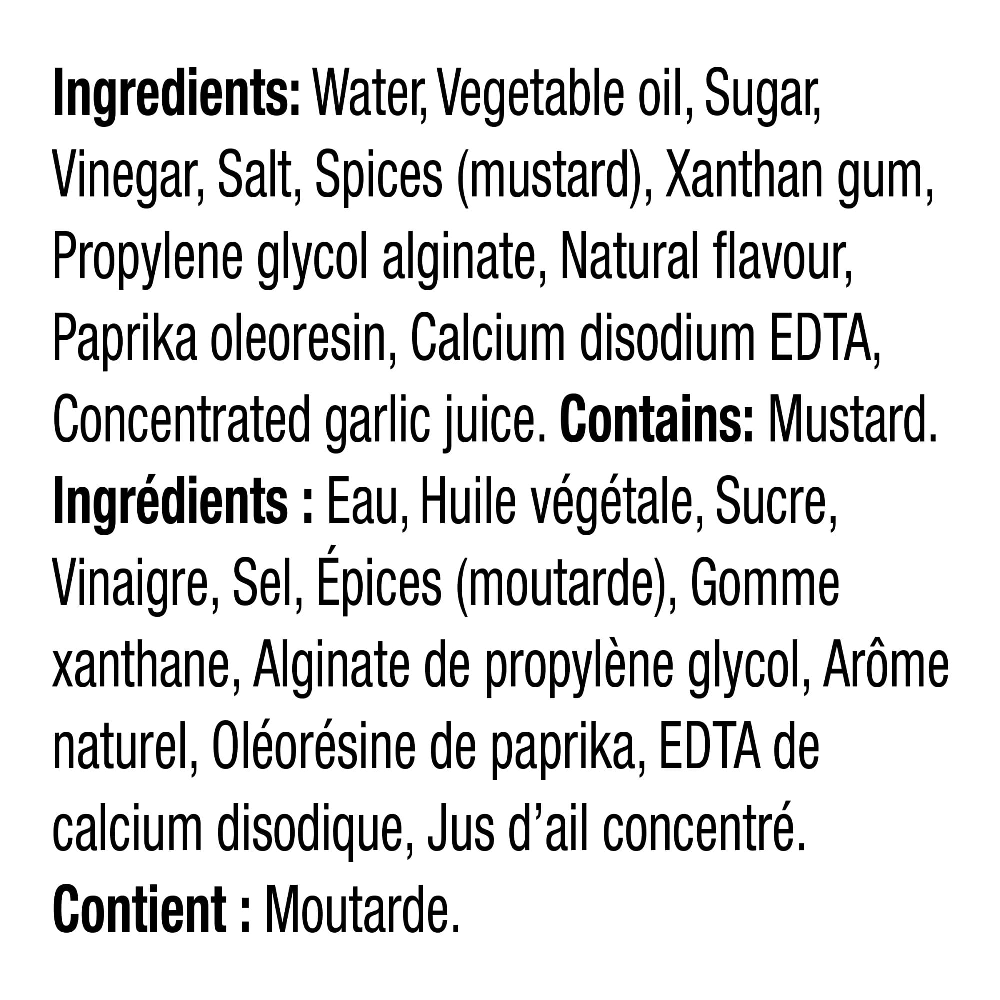 Kraft French Dressing 425ml/14.4 oz., Bottle, ingredients label