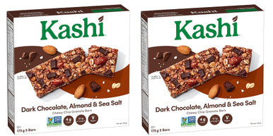 Kashi Chia Chocolate Almond and Sea Salt Chewy Granola Bar Non-GMO 5 Bars, 175g/6.17oz, 2-Pack {Imported from Canada}