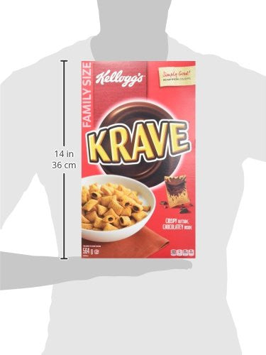 Kellogg's Krave Chocolatey Cereal Family Size, 525g/18.5 oz. {Imported from Canada}