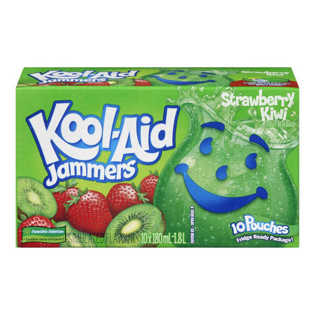 KOOL-AID Jammers Strawberry-Kiwi Juice, 10ct, 180ml, {Imported from Canada}