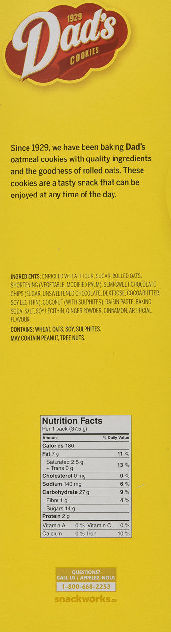 Christie Dad's Oatmeal Chocolate Chip Cookies 48ct, 1.8kg/4lb. box{Imported from Canada}