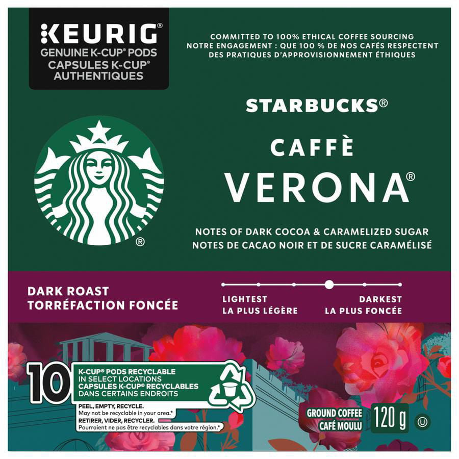 Starbucks Caffe Verona Medium Roast Coffee, K-Cups, 10 Count Box {Imported from Canada}