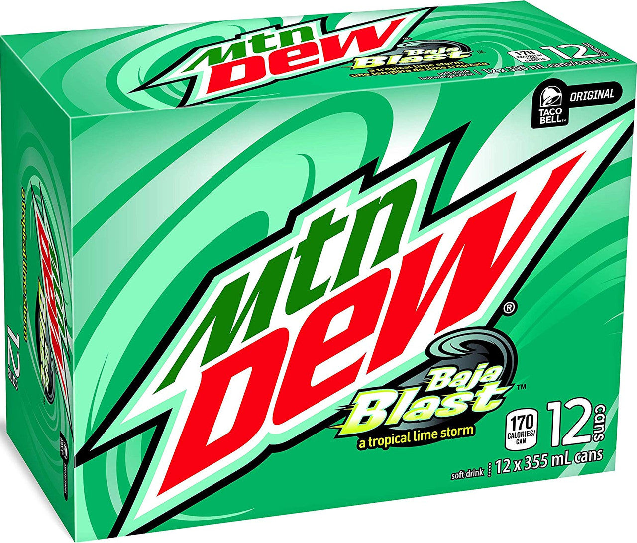 Mountain Dew Baja Blast Soft Drink, 355ml/12 oz., (12pk) {Imported from Canada}