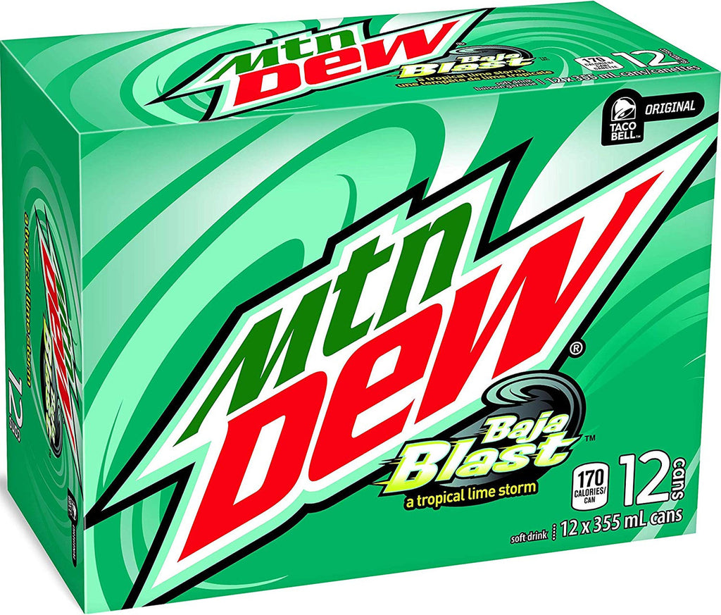 Mountain Dew Baja Blast Soft Drink, 355ml/12 oz., (12pk) {Imported from Canada}