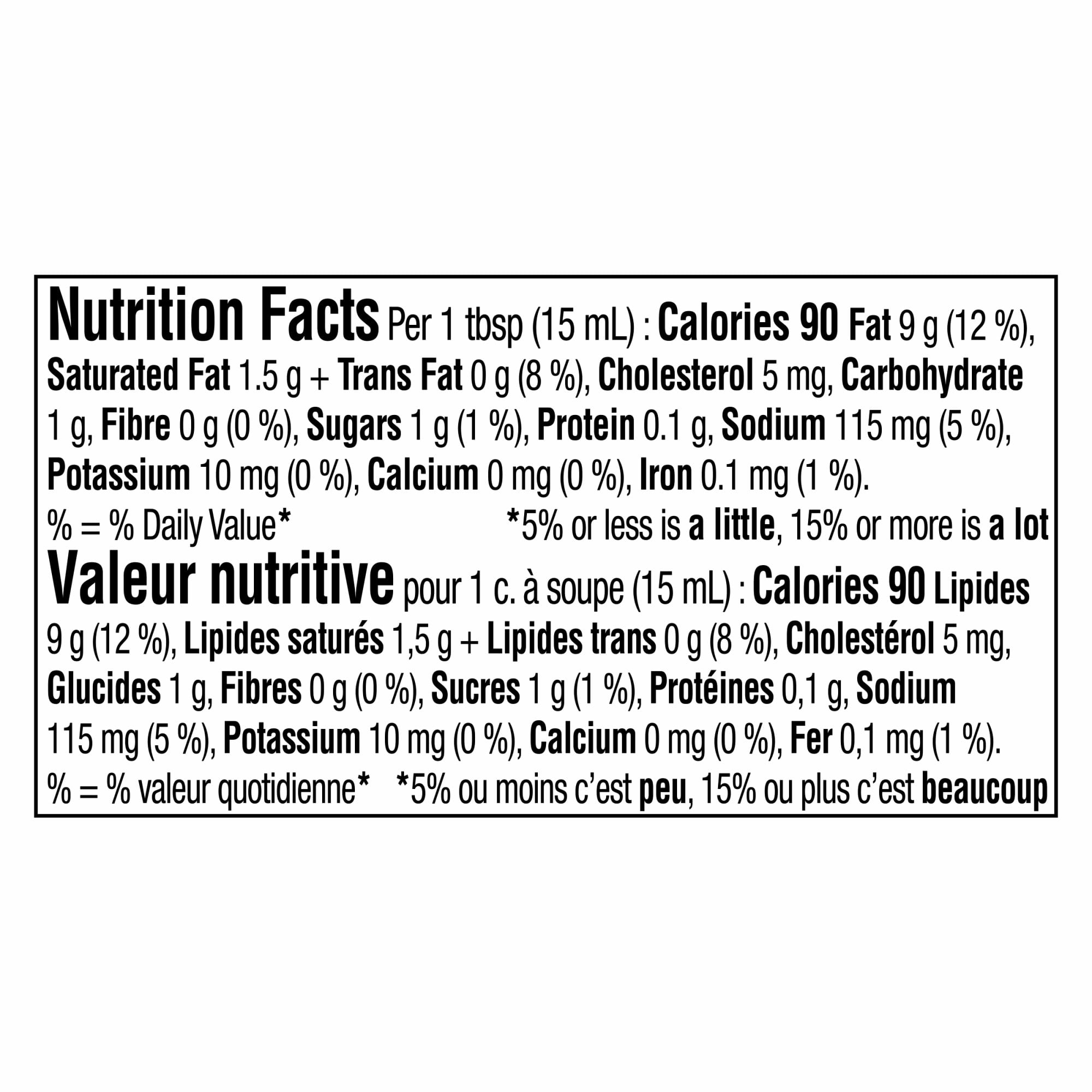 Nutrition facts label for Heinz Sriracha Mayonnaise Sauce 340ml on a white background