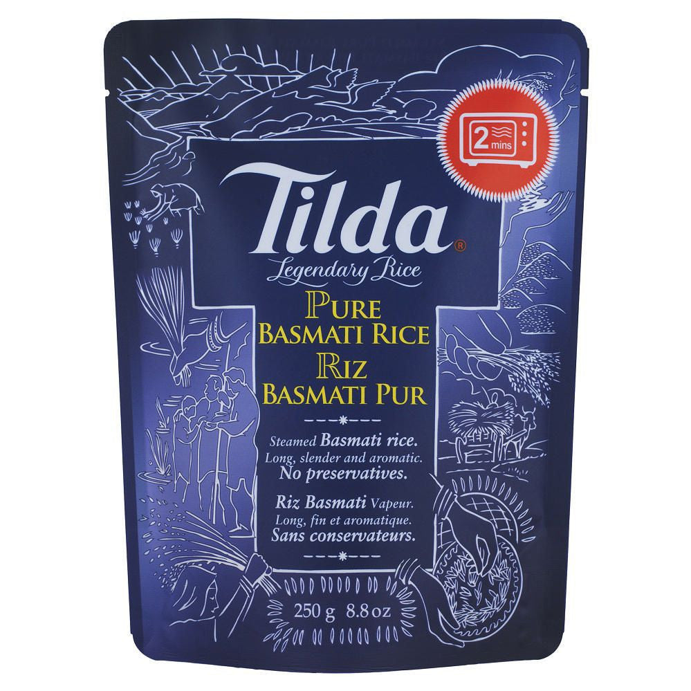 Tilda Ready to Heat Pure Basmati Rice, 250g/8.8 oz., {Imported from Canada}