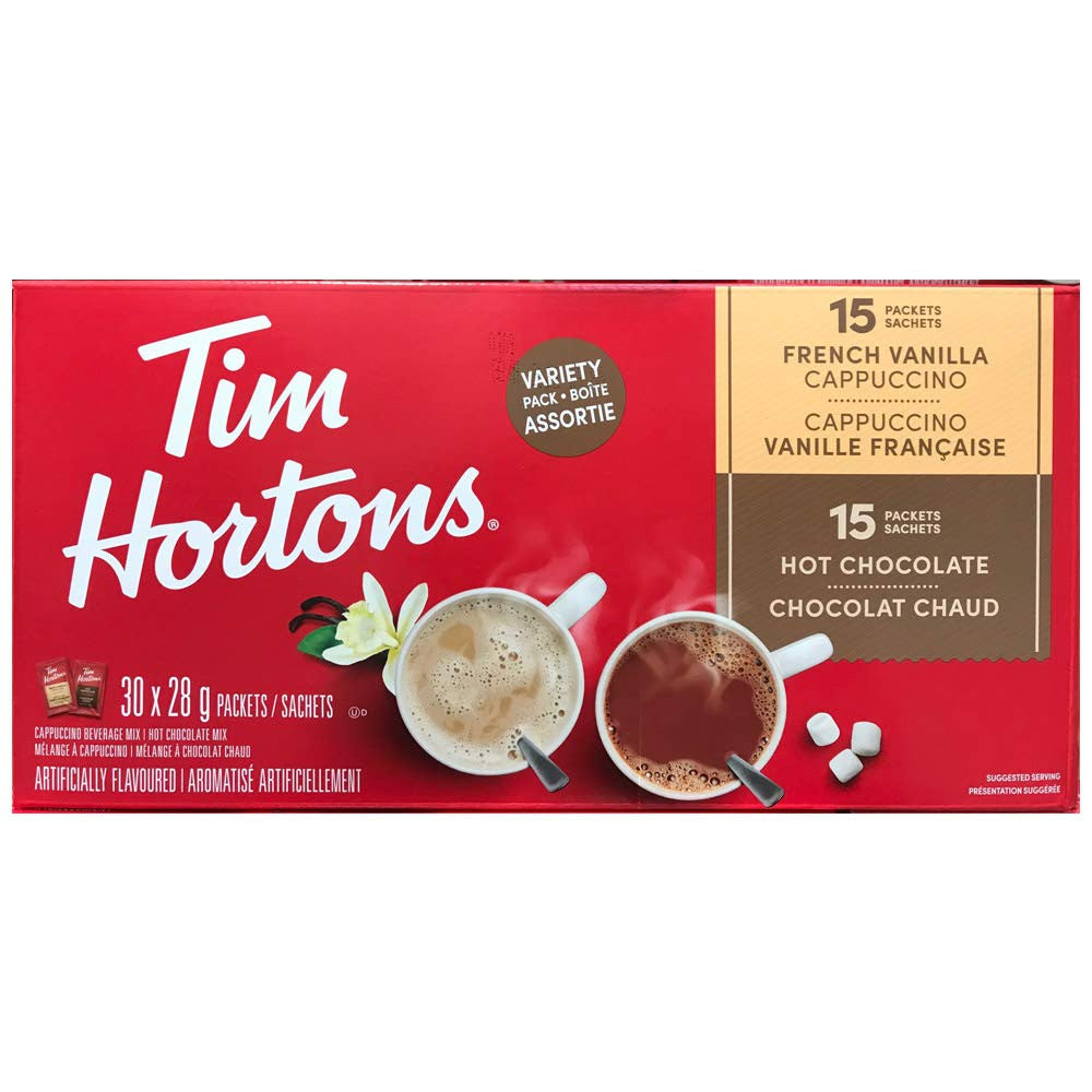 Tim Hortons Hot Chocolate Assorted Variety, French Vanilla & Cappuccino, 30x28g