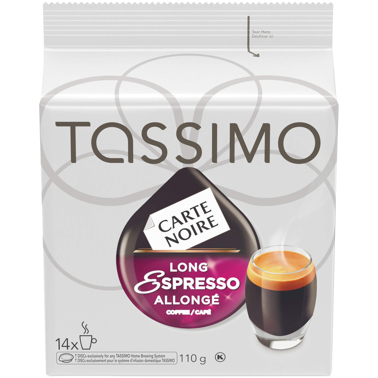 Tassimo 14-t Discs Carte Noire Long Espresso 110g/3.9 oz., {Imported from Canada}