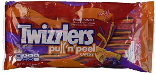 Twizzlers Twist Pull 'n' Peel Fruit Punch Licorice, 340g/12 oz., Bag, {Imported from Canada}