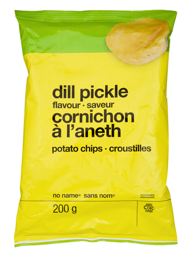 No Name Dill Pickle Potato Chips 200g/7.1 oz., {Imported from Canada}