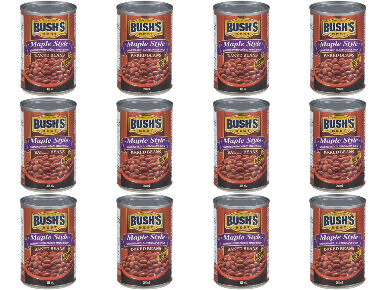 Bush's Best Maple Style Baked Beans/Quebec Maple Syrup 398ml/13.5oz., (12pk) (Imported from Canada)