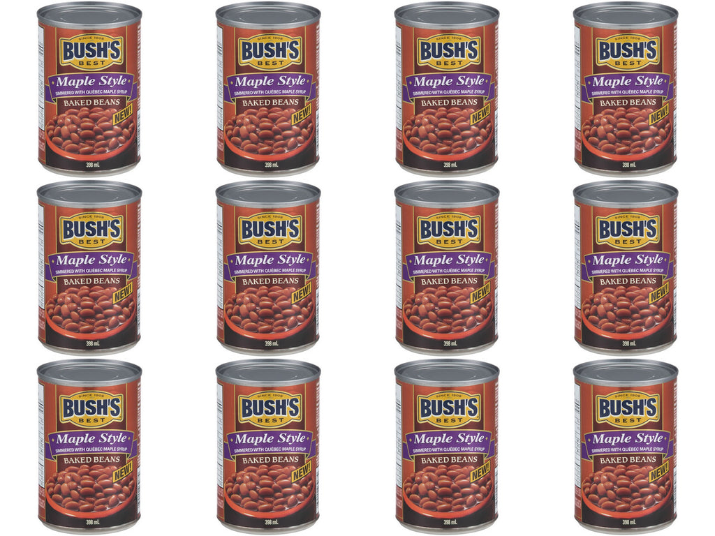 Bush's Best Maple Style Baked Beans/Quebec Maple Syrup 398ml/13.5oz., (12pk) (Imported from Canada)