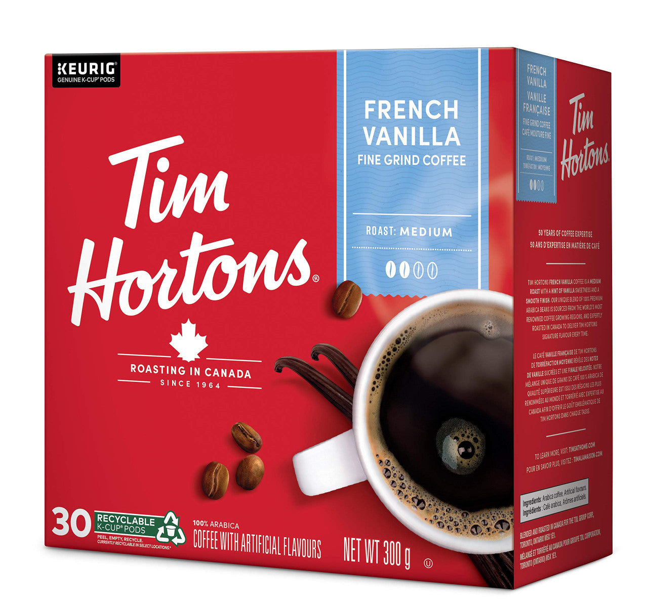 Tim Hortons French Vanilla Coffee, Keurig K-Cup Pods, Flavoured Medium Roast, 30 Count {Imported from Canada}
