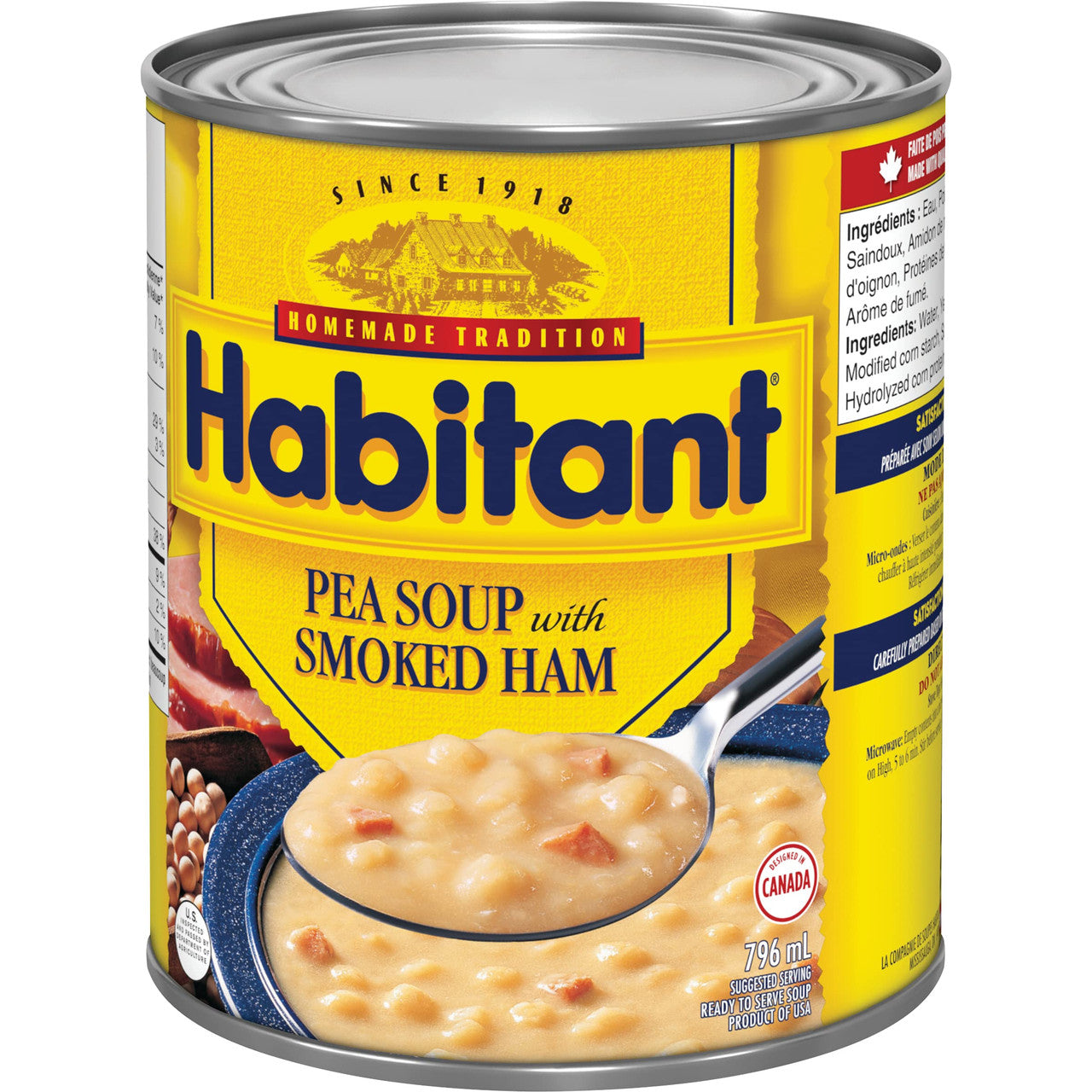 Habitant Split Pea With Smoked Ham Soup, 796ml - {Imported from Canada}