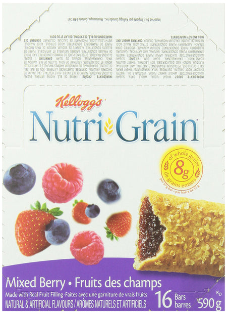 Kellogg's Nutri-Grain Mixed Berry 16 bars, 590g/20.8oz {Imported from Canada}