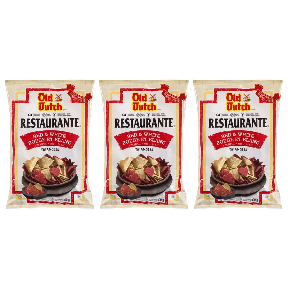 Old Dutch Restaurante Red & White Tortilla Chips, 300g/10.6oz, 3-Pack {Imported from Canada}