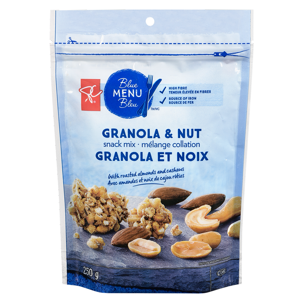 PC Blue Menu Granola & Nut Snack Mix, 250g/8.8oz., Bag, {Imported from Canada}