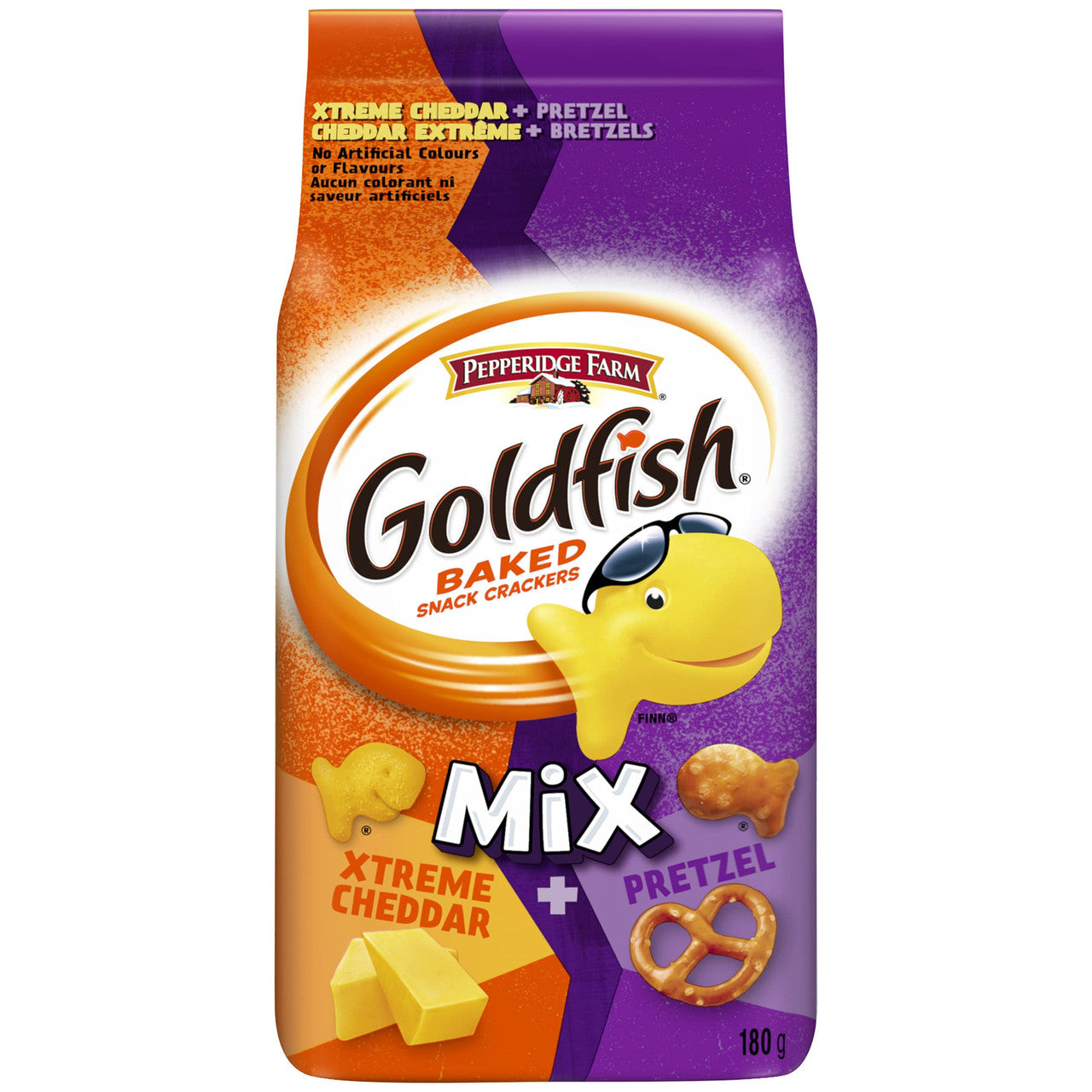 Pepperidge Farm Goldfish Mix Xtreme Cheddar and Pretzel Baked Snack Crackers, 180g/6.3 oz., Bag, {Imported from Canada}
