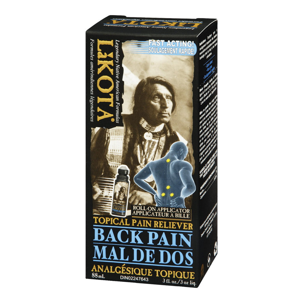 Lakota Back Pain Topical Pain Reliever - 88ml / 3 fl oz Roll-On, {Imported from Canada}