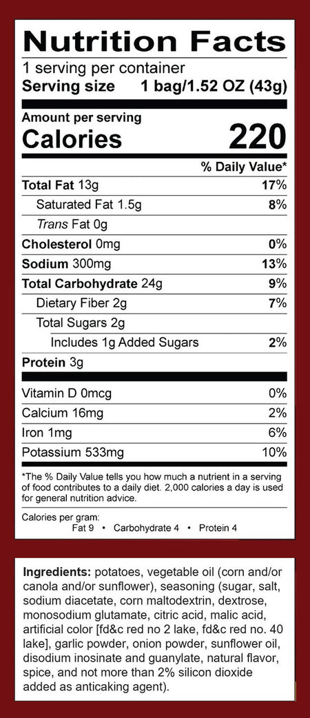 Tomahawk Ketchup Flavour Potato Chips, 43g/1.5 oz., Vending Size Bag, {Imported from Canada}