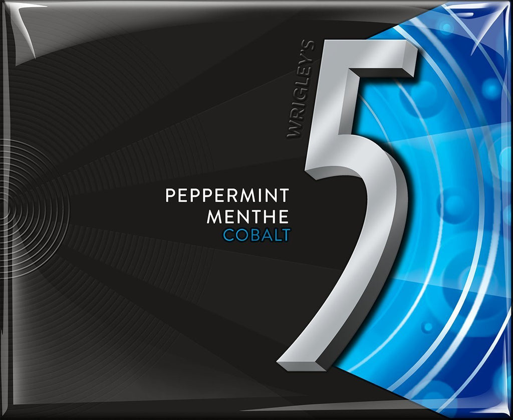 Wrigley 5 Cobalt-Cooling Peppermint Gum, 10ct/150 sticks total, (Imported from Canada)