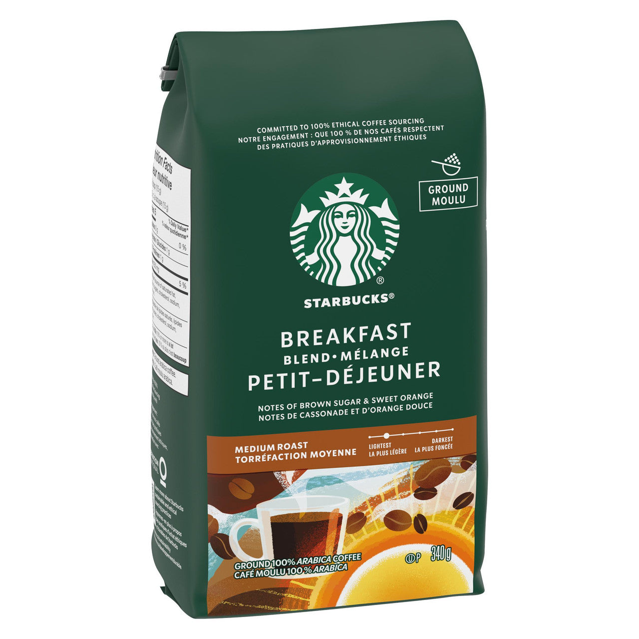 Starbucks Breakfast Blend, Medium Roast Ground Coffee, 340g/12 oz. Bag {Imported from Canada}